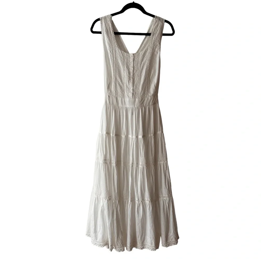 The Great “Victorian Apron Dress” 100% Cotton White Lace Maxi Size 3 - Picture 1 of 4
